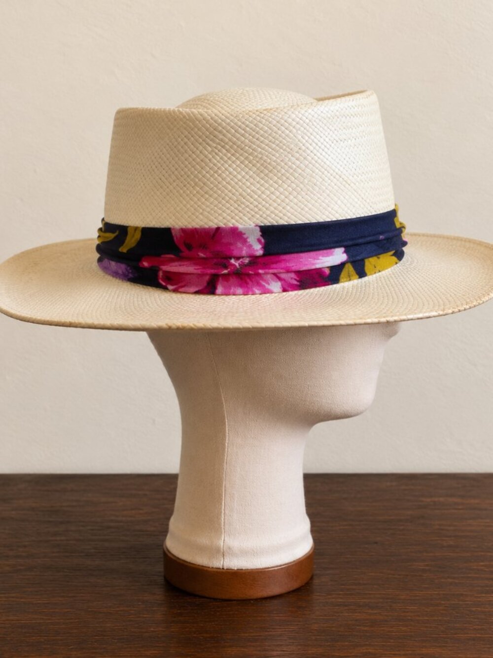 Ivory Straw Fedora Panama Hat Tropical Band One Size